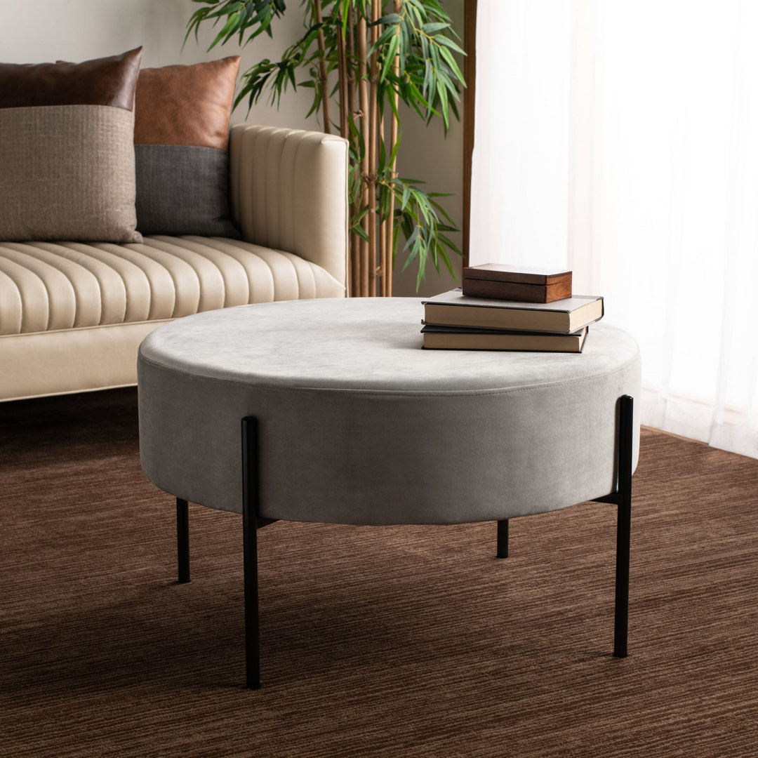 Lisbon 31.5" Wide Velvet Round Cocktail Ottoman Brayden Studio®