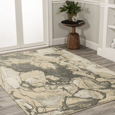 Coreyonna Abstract Marbled Modern Gold/Gray Rug