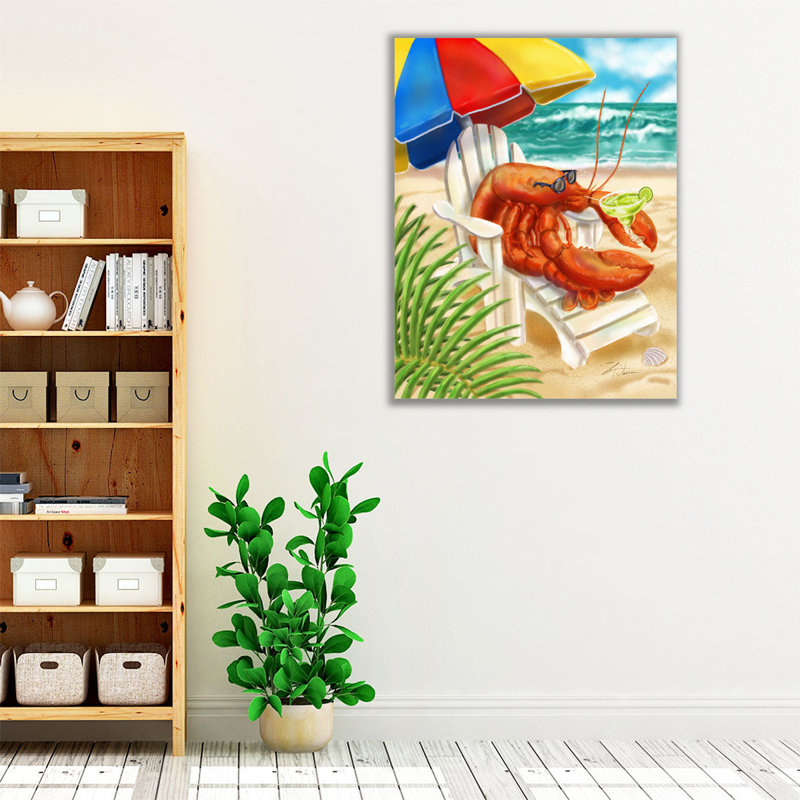 «Beach Friends - Lobster», reproduction d'art sur toile, H 45 po x l 36 po