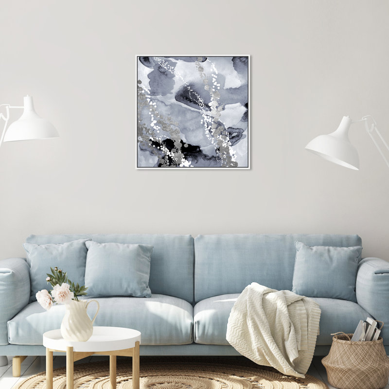 «Even More Love Silver», reproduction d'impression sur toile tendue, H 16 po x l 16 po, Cadre flottant blanc