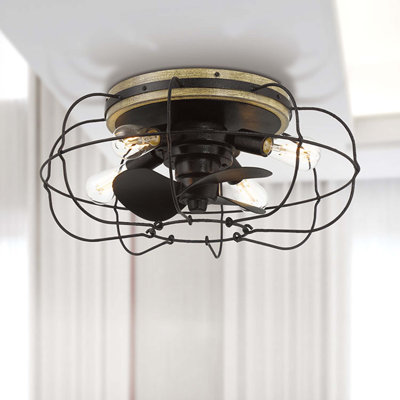 Ventilateur de plafond en cage à 3 pales 22 po avec ensemble d'éclairage inclus Evaro
