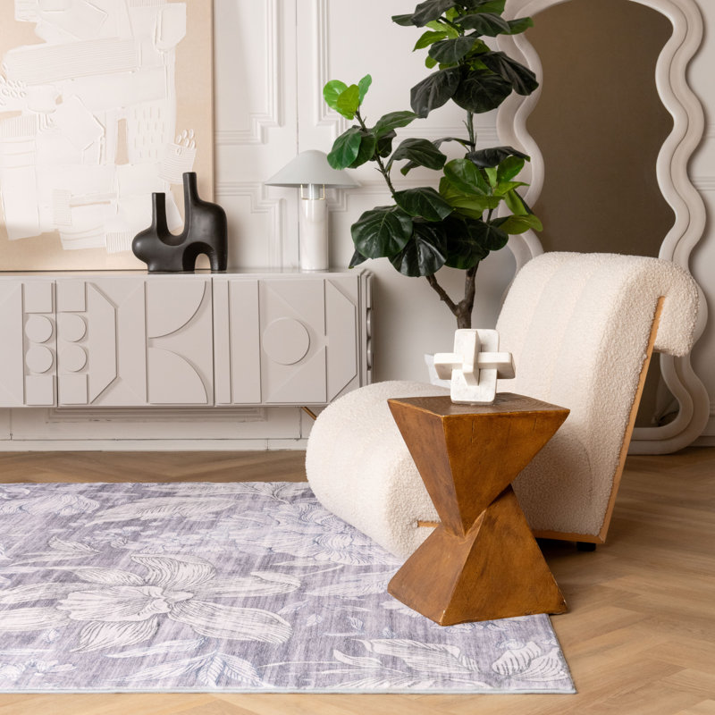 Rug Branch Serena 4' x 6' (3'11" x 5'10") Beige/Grey Floral Indoor Area Rug, Transitional, Medium Pile, Stain-Resistant Carpet - Living Room, Bedroom, Dining Room, and Kitchen