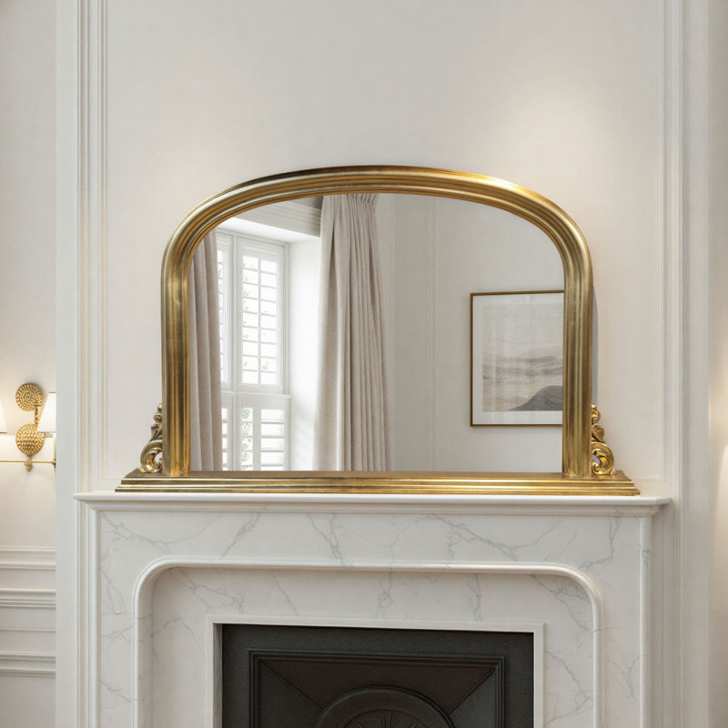 Overmantle Bainum Traditional Arched Mirror, Gold