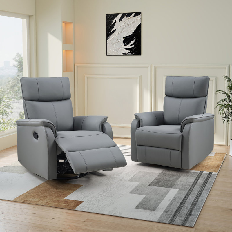 Fauteuil inclinable manuel pivotant et berçant de 31,9 po de largeur (ensemble de 2), Gris
