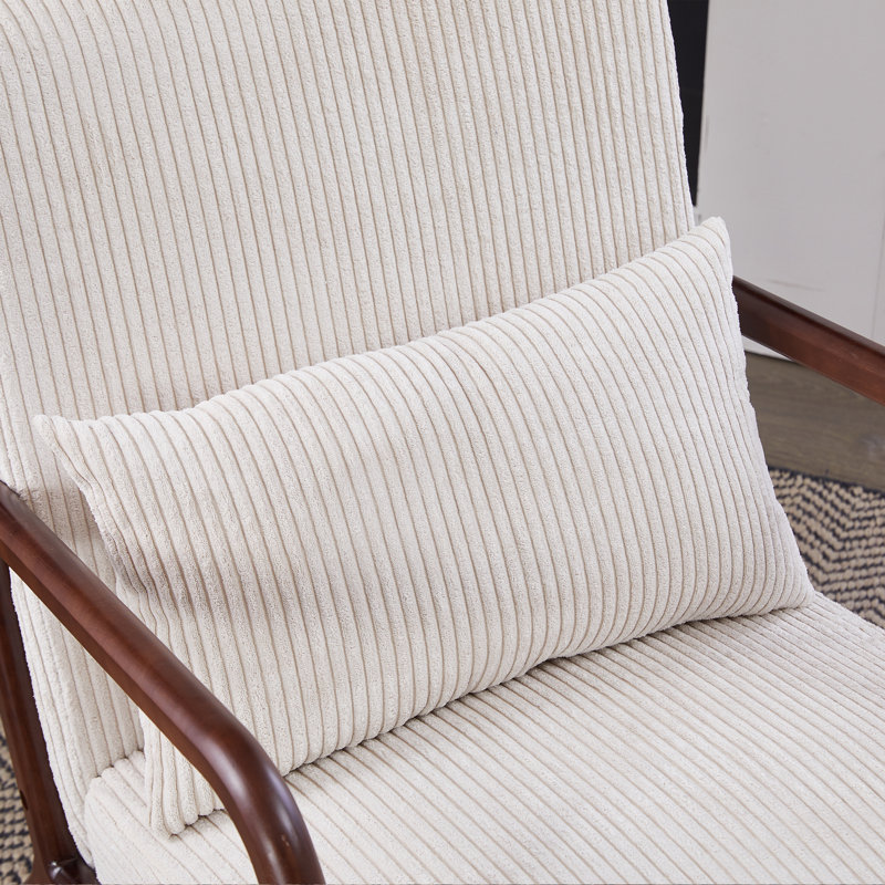 Fauteuil inclinable avec support lombaire Kimara, Blanc, Noyer
