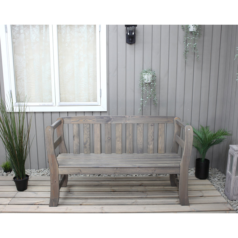Clapen Solid Wood Pine Outdoor Bench, Ashgrey
