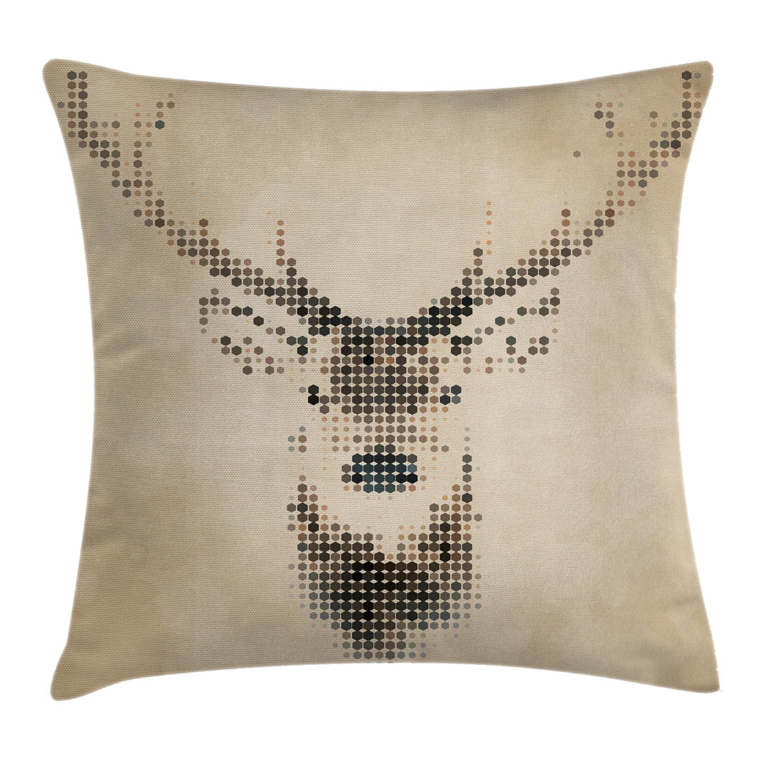 Kissenbezug, Deer Portrait mit Punkten, Retro, Creme Brown