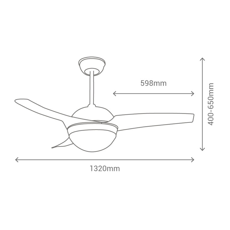 Flemington 132cm Ceiling Fan with Light Kit, Nickel with White Blades