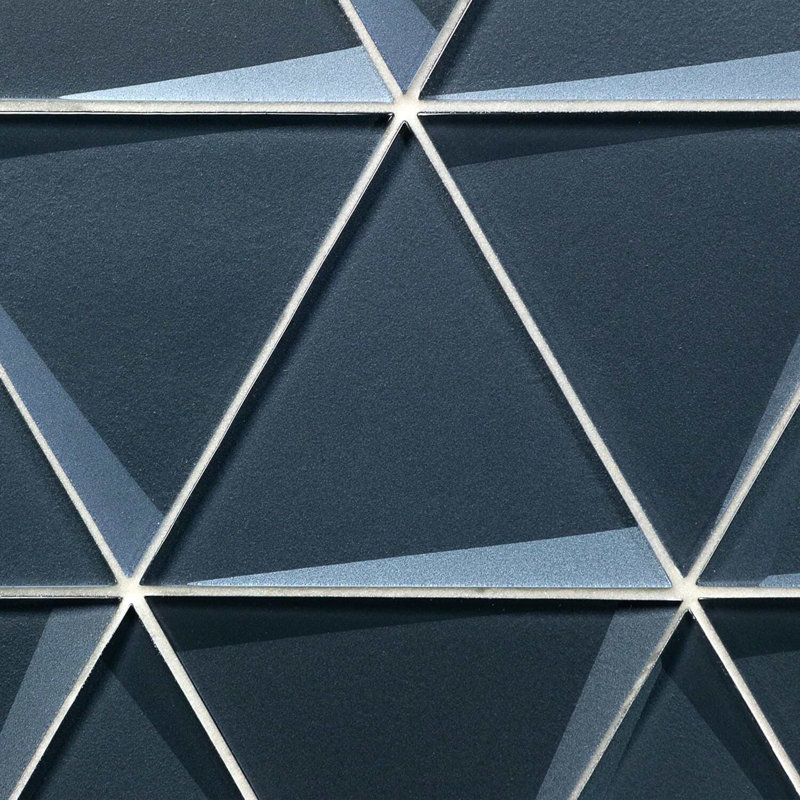 Remington 6” Triangle 3D Glass Mosaic Tile, Midnight Blue