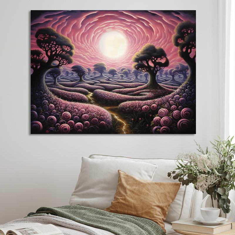 Arbre topiaire surréaliste Twilight sur toile, H 12 po x l 20 po x P 1 po, Toile tendue