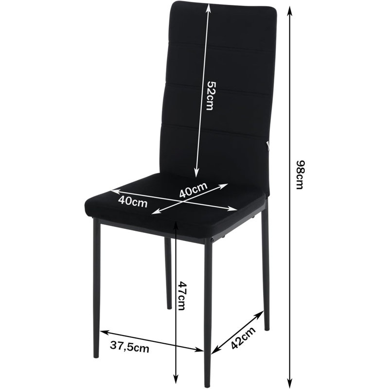 Nuzhat 47cm H Velvet Upholstered Full Back Parsons Chair, Black