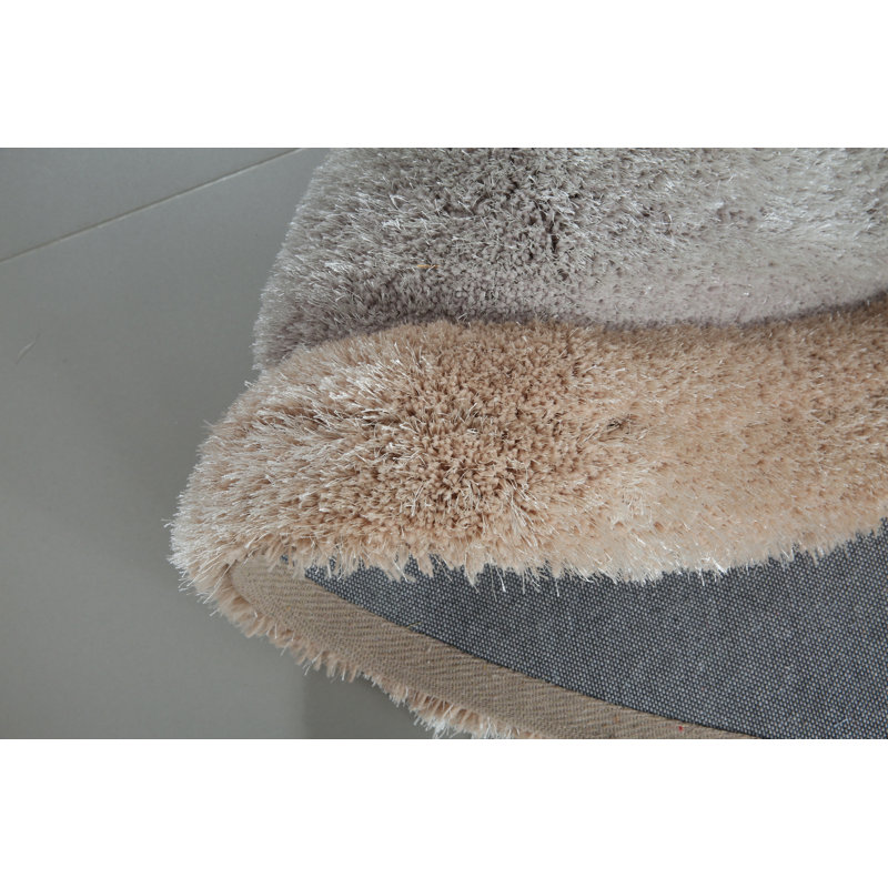 Tapis rond gris de 6 pi 9 po de la collection Mateos, Brun / Beige, Rond 6 pi 9 po