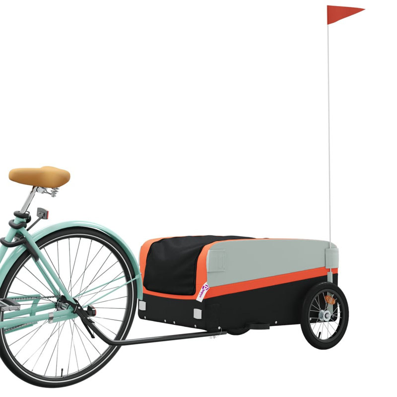 Remorque de vélo en fer noir et jaune 99,2 lb Vidaxl, H 1,68 pi x l 4,13 pi x P 2,07 pi, Orange