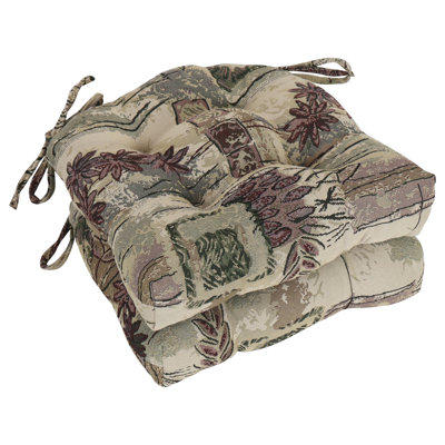 16-Inch Rounded Back Woven Tapestry Tufted Chair Cushions (Set Of 2) by Winston Porter