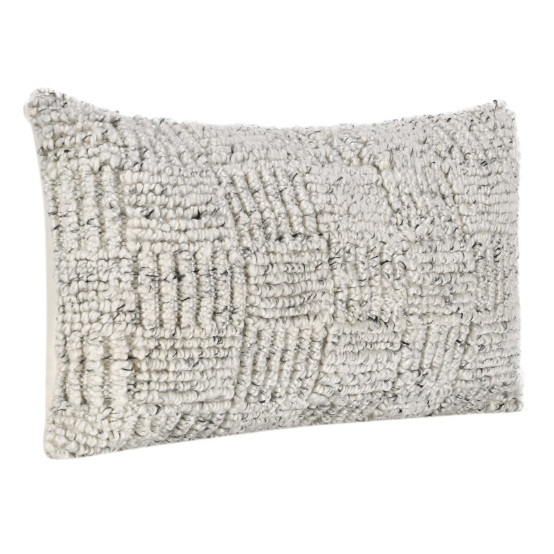 Vico Pillow Cover & Insert, 14" x 26", Rectangular, Ivory