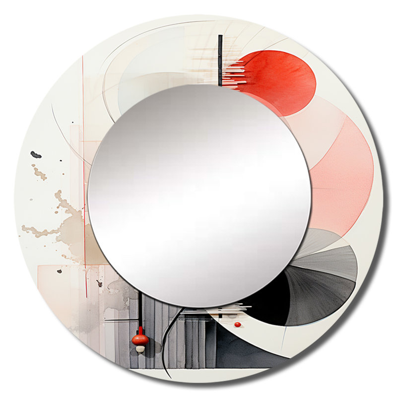Asian Art Seashell Sumi I - miroir décoratif asiatique, grand miroir mural corail, impression sur métal, 29 po x 29 po