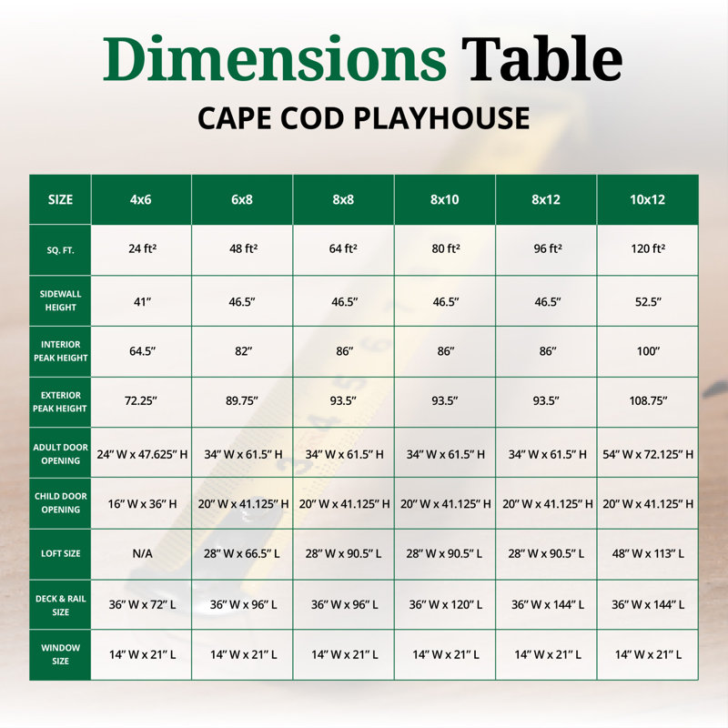 Cape Cod Outdoor Wood Playhouse, 6' x 8', No, No