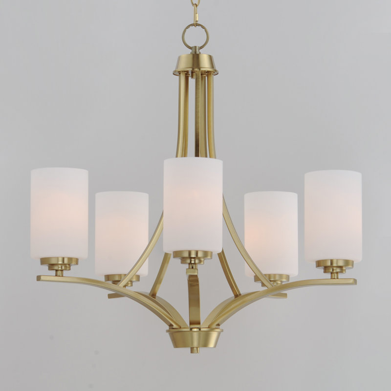 Lustre à 5 lumières Deven, Laiton satiné