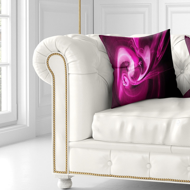 Coloured Smoke Spiral - Coussin décoratif imprimé abstrait, Rose, Coussin décoratif, 16 po x 16 po