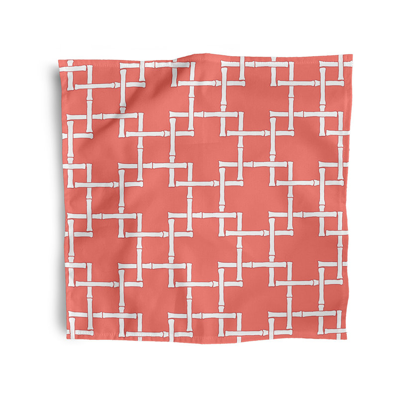 Kwaun Polyester Geometric Square Napkin, Coral