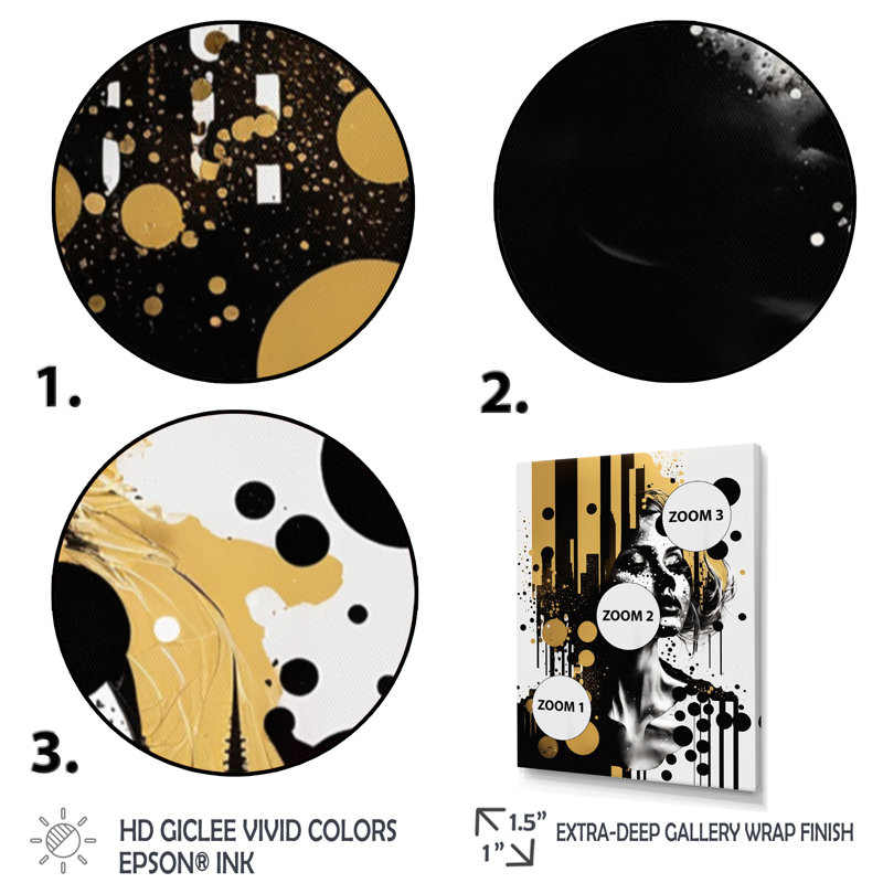 Décoration murale femme dorée III, Cadre photo noir, L 12 po x H 20 po