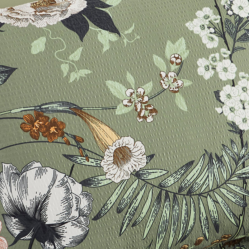 Ensemble d'édredon, ensemble d'édredon avec motif, ensemble de literie en microfibre toutes saisons, Papillon vert et floral