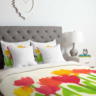 Ensemble de housse de couette à tulipes vives
