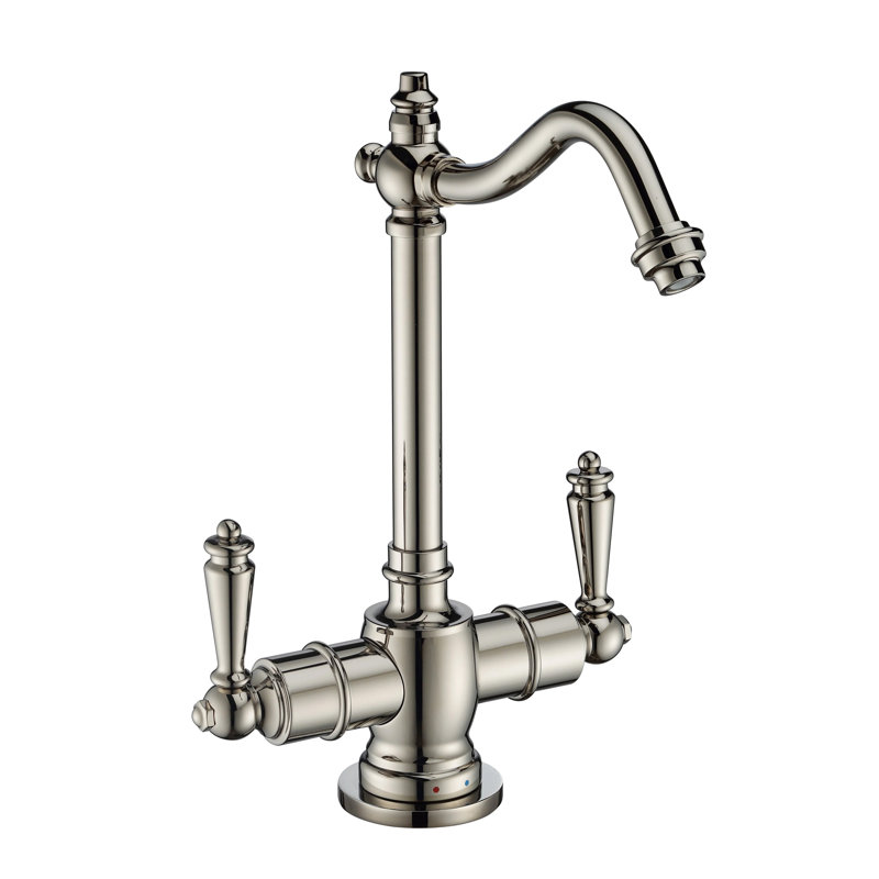 Whitehaus Point of Use Instant Hot/Cold Water Drinking Faucet with Traditional Swivel Spout, Polished Nickel