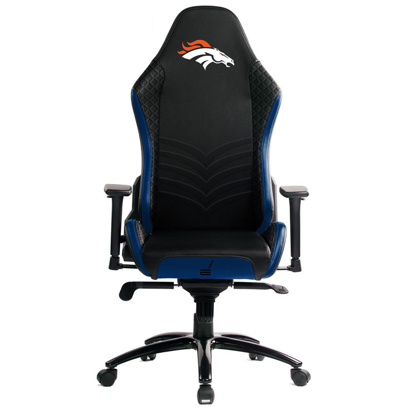 Fan Life Adjustable Reclining Ergonomic Faux Leather Swiveling PC & Racing Game Chair, Denver Broncos