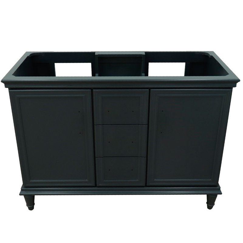 48 in. Double  Vanity in Dark Grey Finish- Cabinet Only- Black Handles