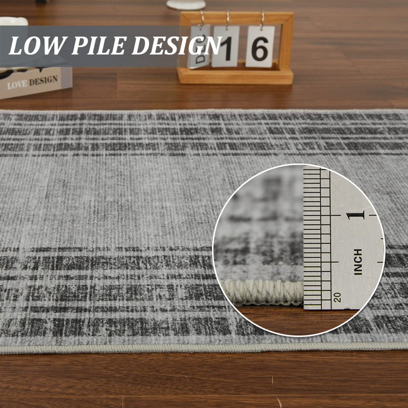 Area Rugs Modern Washable Soft Throw Carpet Non Slip Low Pile Accent Rug for Living Room Bedroom, Runner 2' x 6'