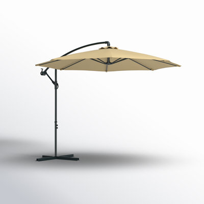 Parasol en porte-à-faux décalé en acier avec manivelle 95 po Chalone - Beige