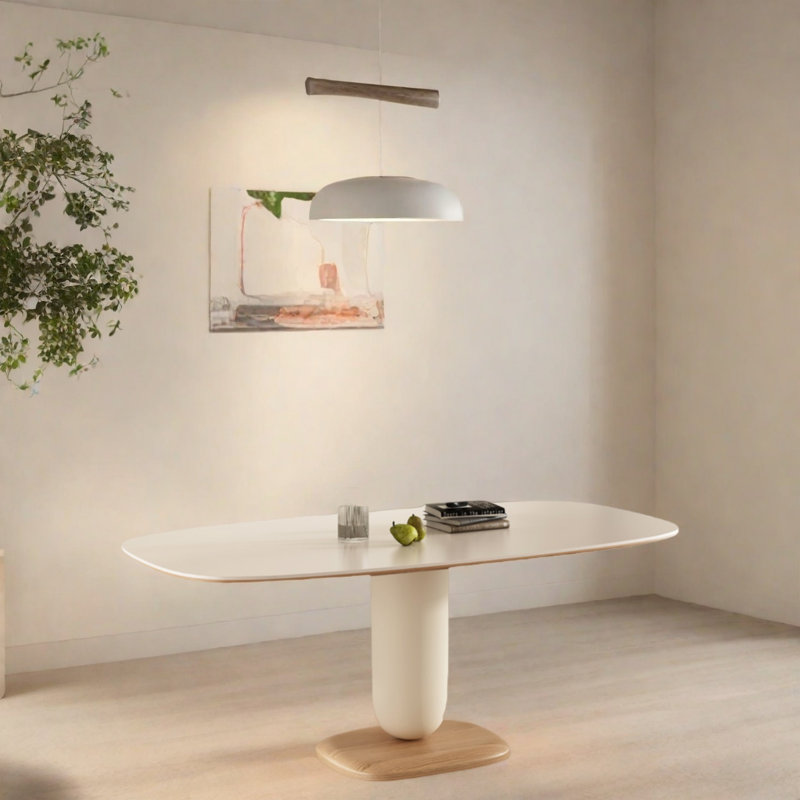 Ensemble de salle à manger en bois massif crème ovale Rock-Board, H 29,5 po x L 62,9 po x l 31,4 po