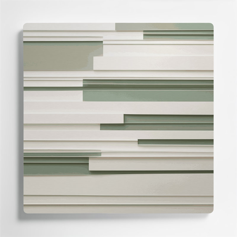 Minimalisme 82, art mural en métal beige, H 12 po x l 12 po
