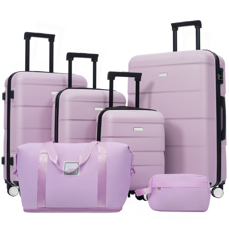 Ensembles de bagages Hardshell 6 pièces avec 2 sacs, valise de transport avec poignée et roues pivotantes doubles verrouillables, bagages légers de 16 po + 20 po + 24 po + 28 po