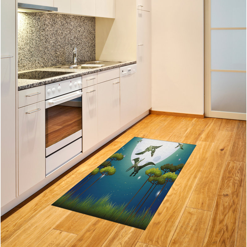 Tapis décoratif en fibre de polyester à haute densité Dinosaur, Rectangle 2 pi 7 po x 5 pi