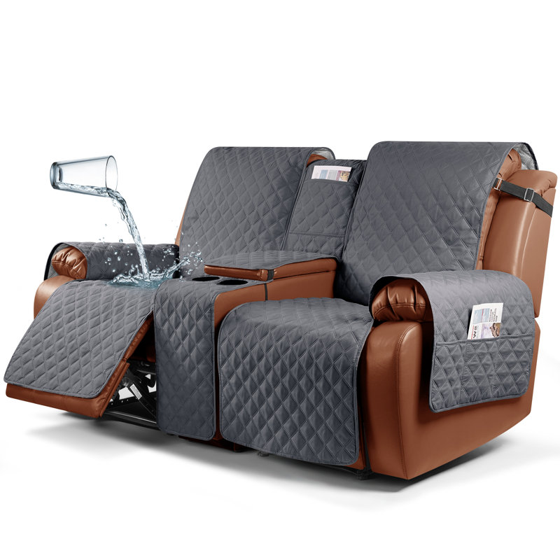 Housses pour causeuse inclinable avec console Kyrstie, Mélange de polyester gris foncé