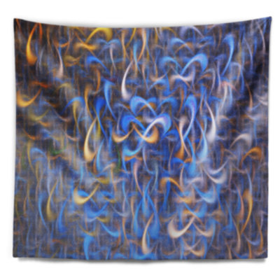 Tapisseriee abstraite dorée d’art fractal blue blue