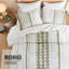 Édredon pour lit double / grand 3 pièces avec chenille de coton, design global, look sophistiqué et imprimé lavable à la machine, rembourrage, -
