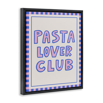 «Pasta Lover Club with Border», art mural encadré sur toile flottante, design par House of Lulu