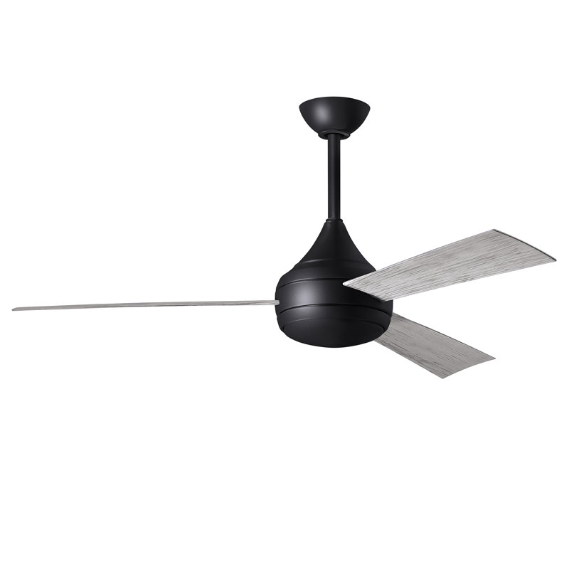 Donaire LED Outdoor Downrod Ceiling Fan, Matte Black, Barn Wood Tone