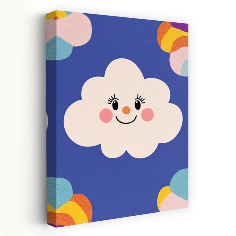 «Happy Cloud Friend», impression de paysage ludique coloré, paysage naturel, H 60 po x l 40 po