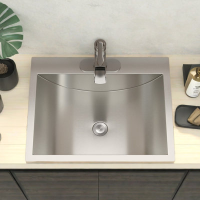 Lavabo vasque de salle de bain en acier inoxydable 21 po x 17 po - Hygiène 21 po x 17 po avec drain escamotable