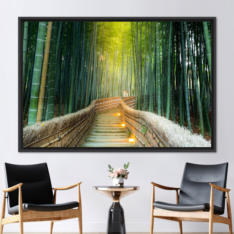 Forêt de bambou de Kyoto, impression sur toile, impression inspirée de la nature, H 41 po x l 94 po, Noir