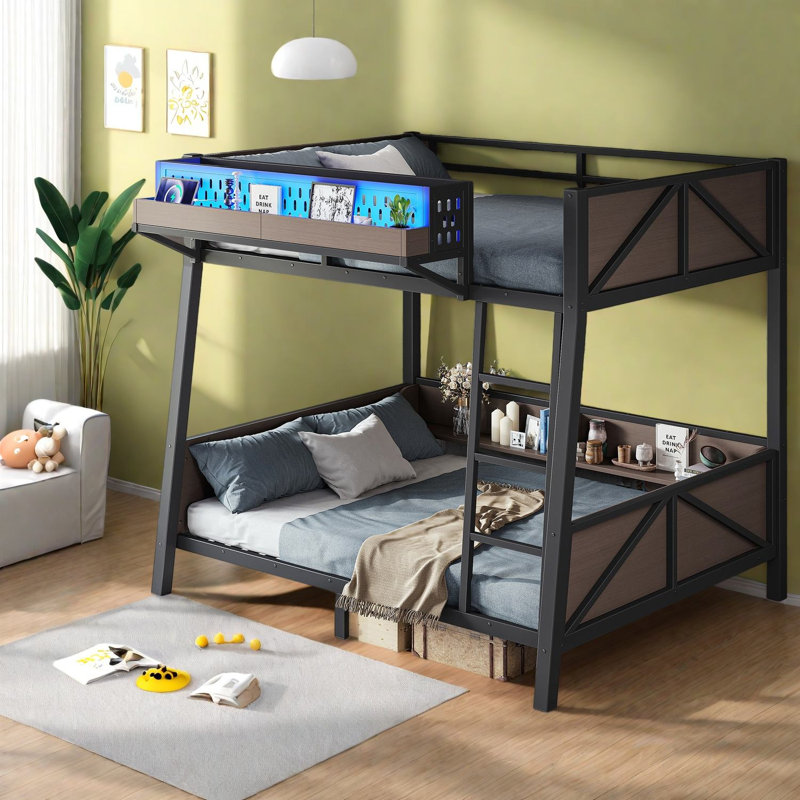 Lits avec rangement, lit superposé industriel simple en bois aggloméré pour petites pièces