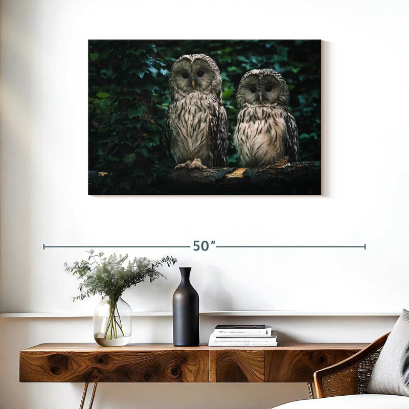 Brampt Owls On A Branch, 24" H x 36" W