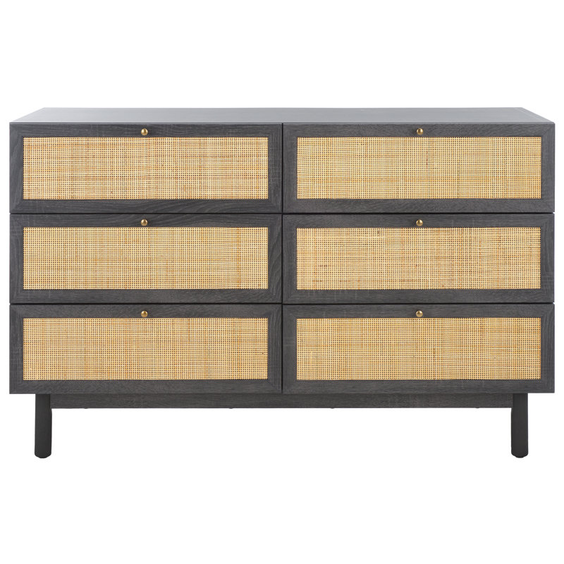 Commode double l 60,67 "à 6 tiroirs Andreq, Noir patiné