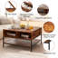 Table basse à plateau rabattable avec rangement Farmhouse - Table en grain de bois rustique de 31,5 po, compartiment de rangement caché pour le salon, structure en métal robuste - facile à assembler et à nettoyer
