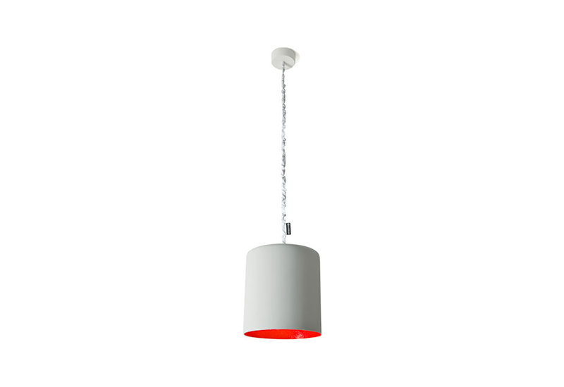 1 - Light Chrome Single Pendant, Grey/Red