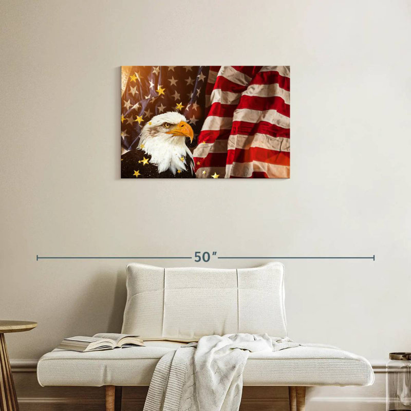 Brampt American Flag With Bald Eagle, 20'' H x 30'' W